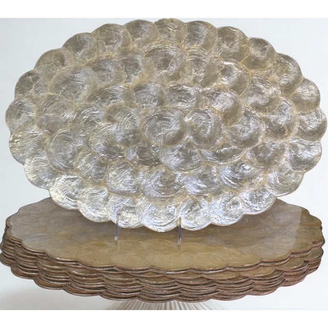 1990s Capiz Shell Oval Placemats - Set of 12 For Sale - Image 4 of 14