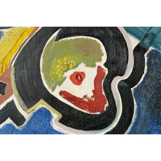 Portraiture Large 1960 Abstract Oil Painting in the Manner of Georges Braque For Sale - Image 3 of 7