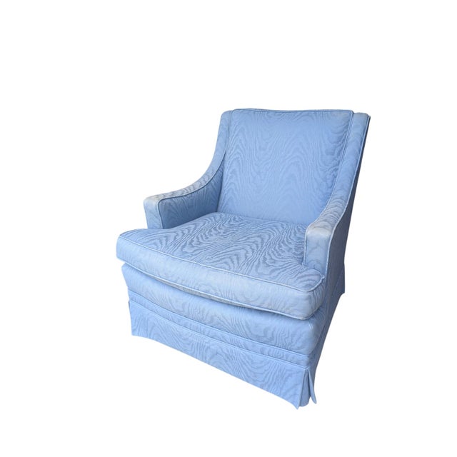 Vintage Custom Upholstered Blue Club Chair- A Pair For Sale - Image 13 of 18