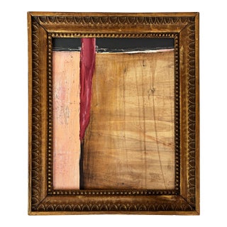 "Temperament" Abstract Art in Antique Gold Frame, Transitional Wall Art by JTS For Sale