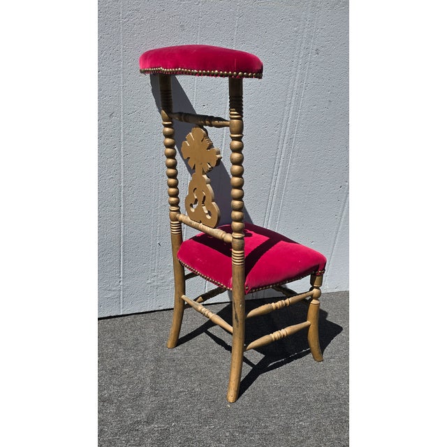 Vintage Gold Italian Rococo Red Velvet Bobbin Side Chair ~ Hollywood Regency For Sale - Image 14 of 14