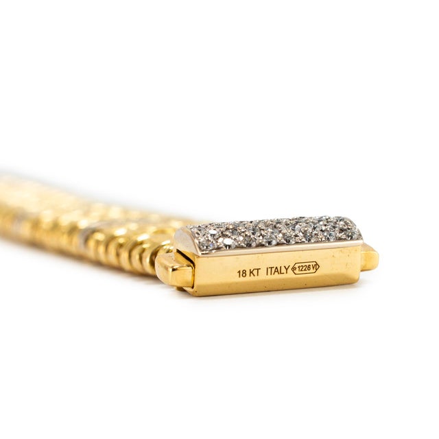 Gold Roberto Coin Appassionata Woven 18k Yellow Gold 0.55ctw Diamond Link Bracelet For Sale - Image 8 of 9