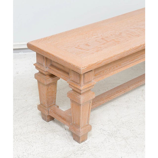 1950s Vintage French Cerused Oak Bench For Sale - Image 5 of 7
