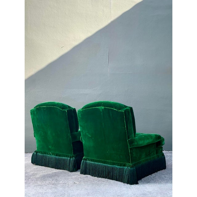 Vintage Emerald Velvet Lounge Chairs - A Pair For Sale - Image 10 of 12