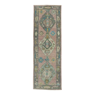 Turkish Oushak Runner Rug 3'5" x 10'1" For Sale