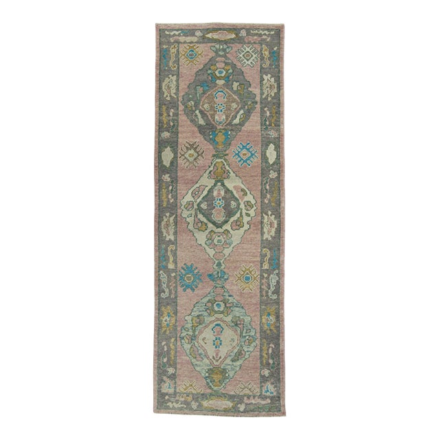 Turkish Oushak Runner Rug 3'5" x 10'1" For Sale