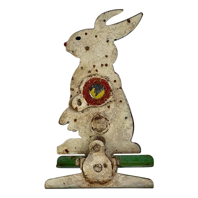 Never Before Seen Carnival Fairground Mechanical Bunny/Rabbit Vintage Metal Shooting Target For Sale