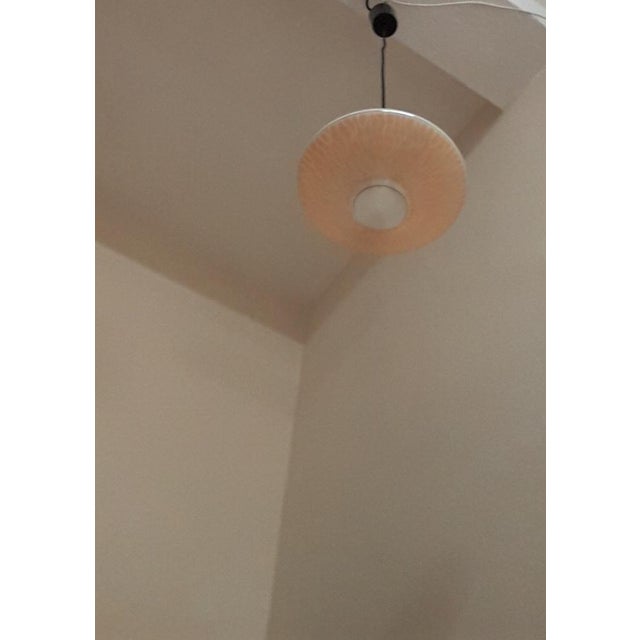 Metal Vintage German Ceiling Lamp with Patterned Glass Shade on a Metal Mount from Doria, 1970s For Sale - Image 7 of 9