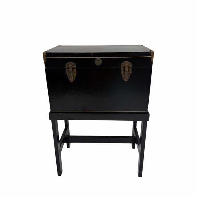 Farmhouse Vintage Storage Box, Side Table, Nightstand on Stand For Sale - Image 3 of 12