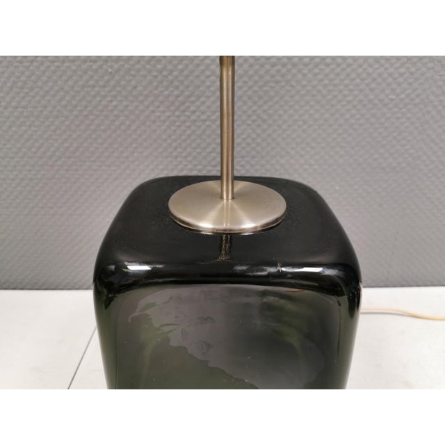 Kubus Olive Green Glass Table Lamp by Per Lütken for Holmegaard, 1976 For Sale - Image 6 of 17