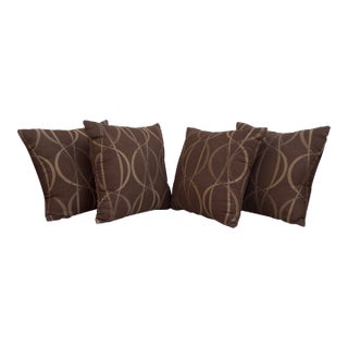 California Golden State Chic Brown and Gold Sunbrella Pillows-Set of 4 For Sale