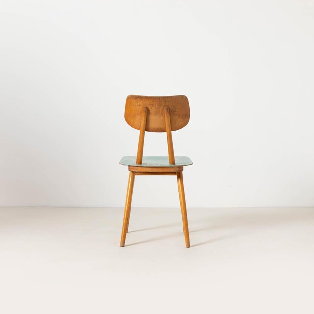 Blue Mid-Century Modern Dining Chairs in Blue Painted Plywood, Czechoslovakia, 1960s, Set of 4 For Sale - Image 8 of 10