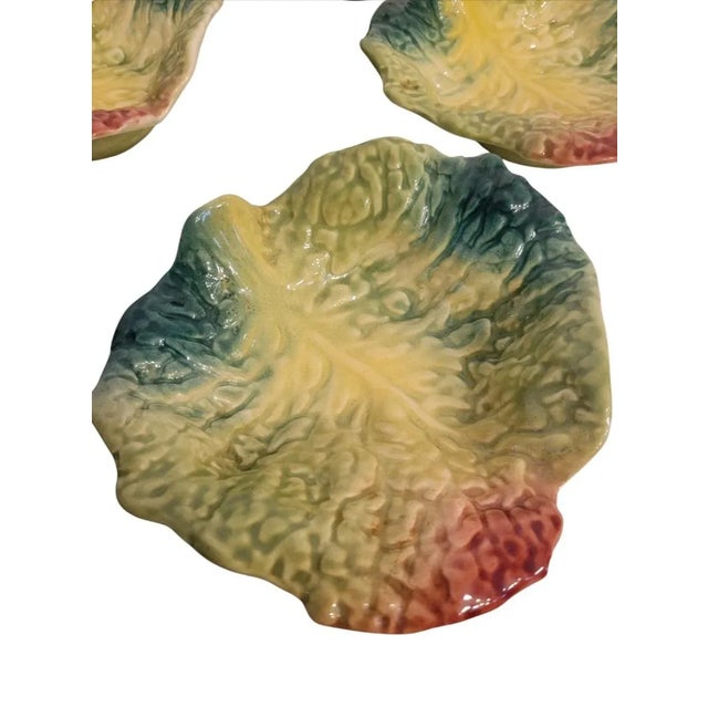 1990s Vintage Italian Cabbage Leaf Curved Colorful Dodie Thayer Style Serving Bowls- Set 8 For Sale - Image 5 of 8
