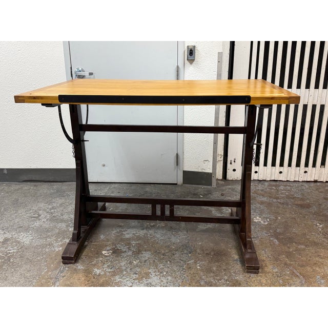 2010s Restoration Hardware 1920s Style French Drafting Table For Sale - Image 5 of 12