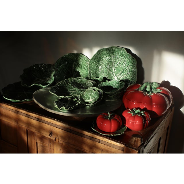 Traditional Bordallo Pinheiro Cabbage Fruit Platter 14", Green For Sale - Image 3 of 4