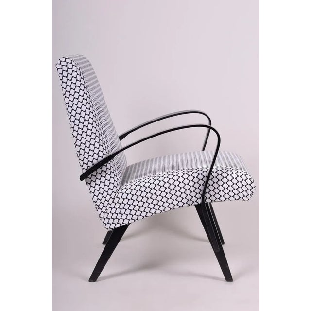 Textile Mid-Century Black and White Armchair, 1950s For Sale - Image 7 of 8