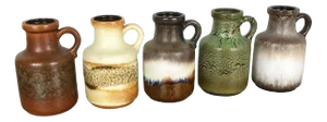 Vintage Fat Lava Pottery 414-16 Vases by Scheurich, Germany, Set of 5