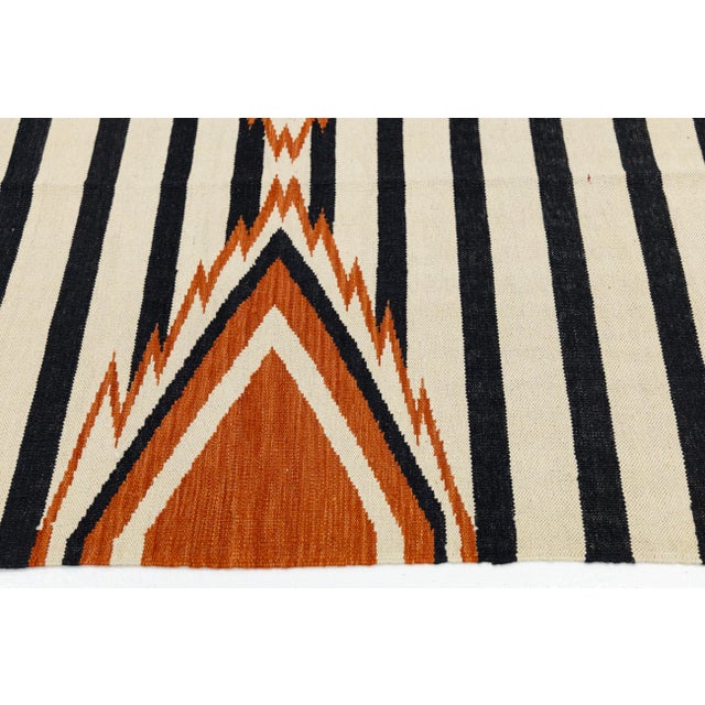2020s 9x12 Modern Navajo-Inspired Geometric Wool Rug– Terracotta, Black & Cream For Sale - Image 5 of 11