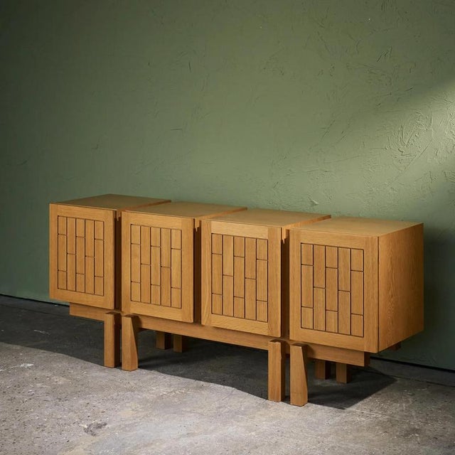 Brutalist Sideboard with Geometric Details in Oak, France, 1980s For Sale - Image 17 of 17