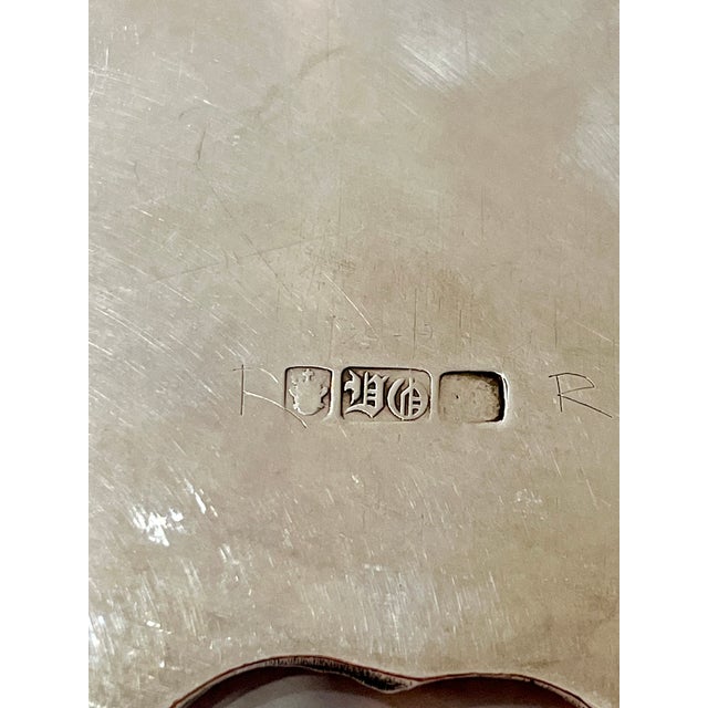 Antique English Footed Silver Plate Salver Tray With Chased Shell Border For Sale - Image 12 of 16