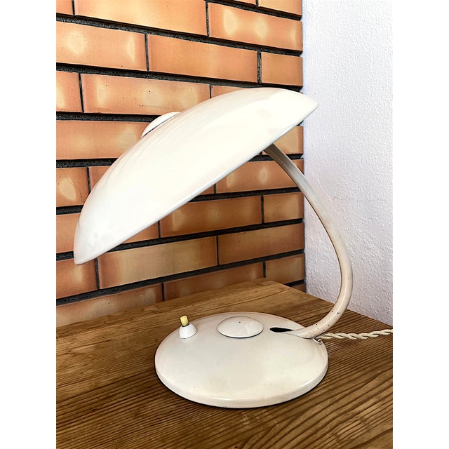 Bauhaus German White Painted Brass Desk Lamp from Helo Leuchten, 1950s For Sale - Image 17 of 17