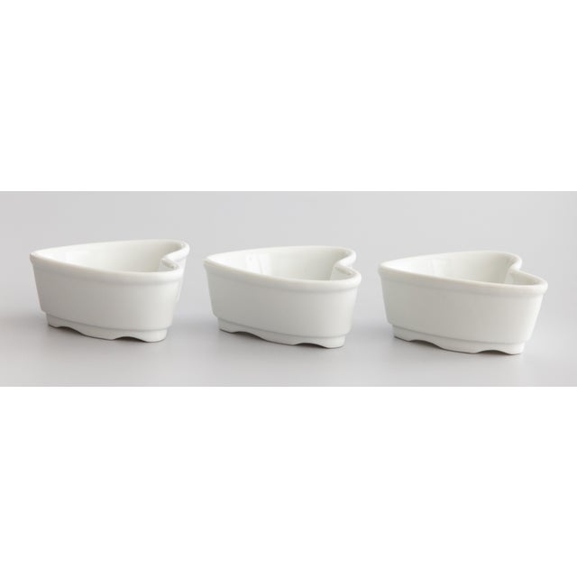 French Country Vintage French White Ironstone Heart Dishes Cheese Molds - Set of 3 For Sale - Image 3 of 5