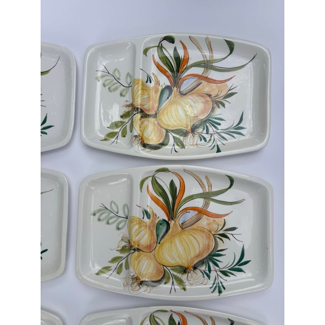 Ceramic Vintage Mancioli Italian Hand-Painted Onion Divided Serving Platter Plates | Made in Italy, Set of 6 For Sale - Image 7 of 10
