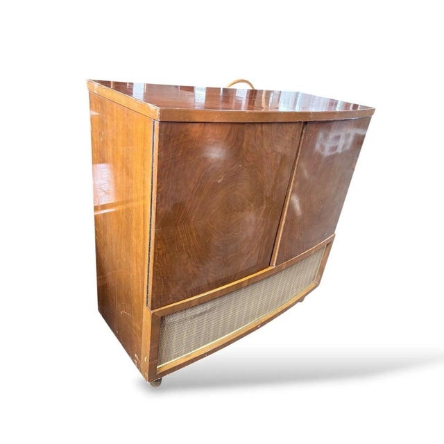 Metal Vintage Walnut Radio Cabinet, 1950s For Sale - Image 7 of 9