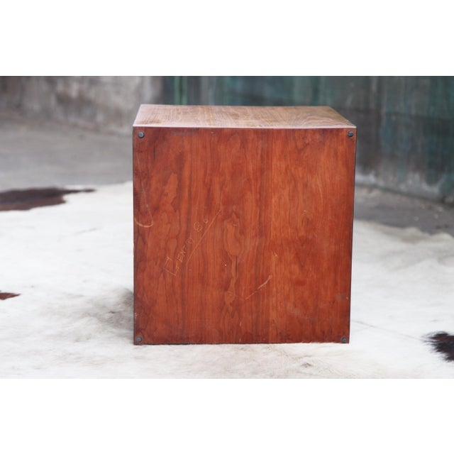 Mid-Century Modern 1980s Danish Modern Gentry 86 Peter Hvidt Style Teak Cube Base Glass Table For Sale - Image 3 of 16