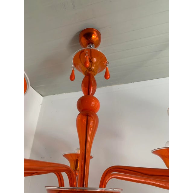 Glass Contemporary Translucent Orange Glass Chandelier For Sale - Image 7 of 9