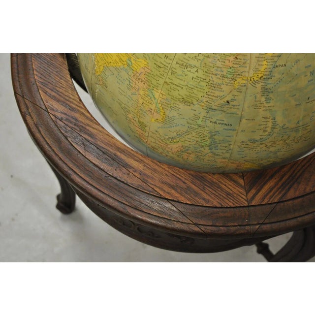 Replogle Globes French Country Provincial Style Revolving Floor Globe Oak Stand For Sale - Image 11 of 12