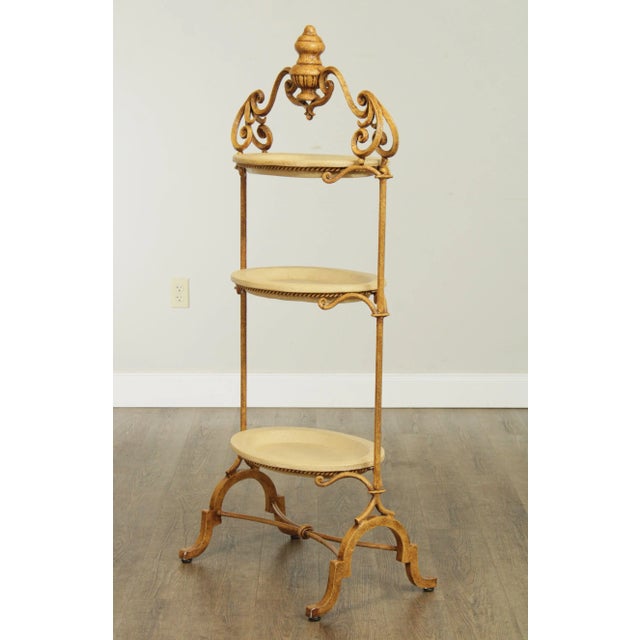 1990s Florentine Painted Iron 3 Tier Dumbwaiter, Server Stand For Sale - Image 5 of 13