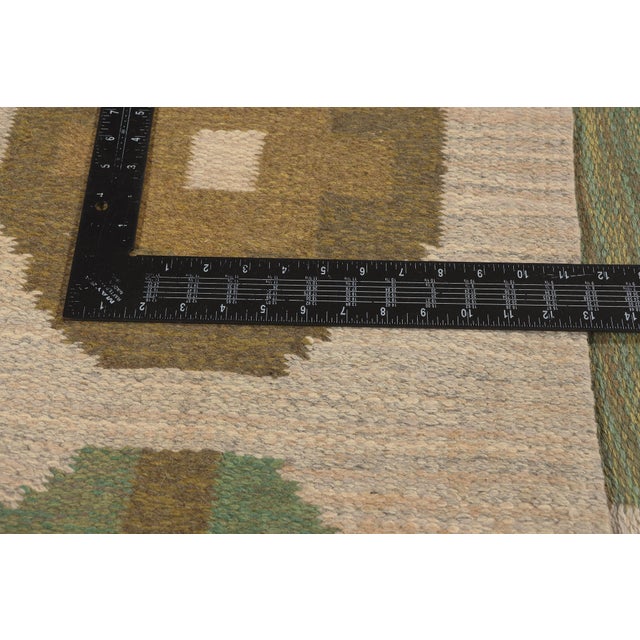 Asparagus Vintage Swedish Rollakan Rug, 06'03 X 09'09 For Sale - Image 8 of 11
