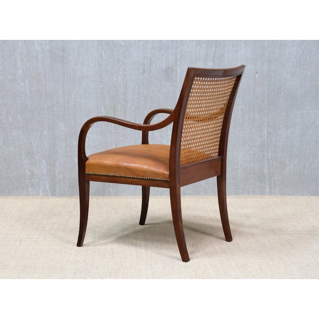 Armchairs in Mahogany, Cane, and Leather from Frits Henningsen, Denmark, 1931 For Sale - Image 13 of 16