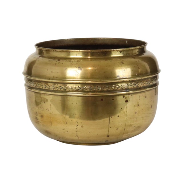 Large French Brass Repoussé Planter Pot For Sale - Image 16 of 16