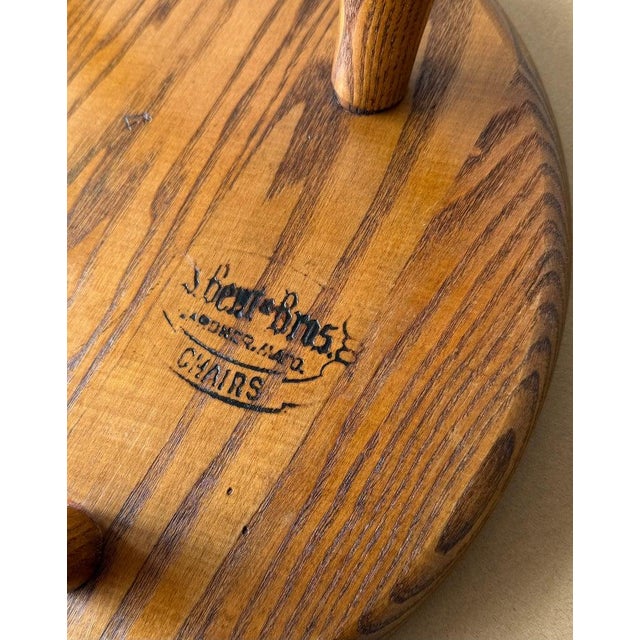 Mid 20th Century Mid 20th Century Pair of Signed Wooden Stools For Sale - Image 5 of 6