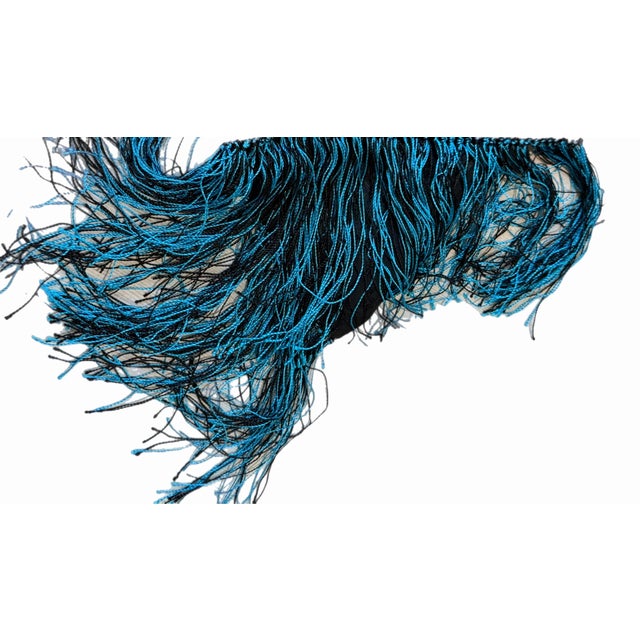 Shanghai Tang Blue and Black Asian Motif Long Scarf For Sale - Image 4 of 5