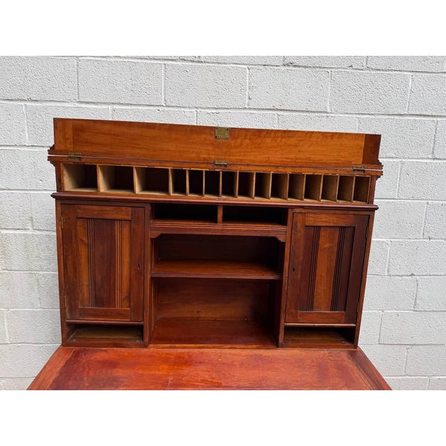 Antique Victorian Art. & Craft Style Writing Table Executive Desk With Hutch For Sale - Image 9 of 18