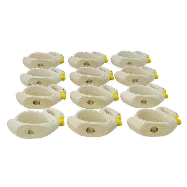 1970's Ceramic Swan Napkin Rings Set of 12 For Sale - Image 11 of 12
