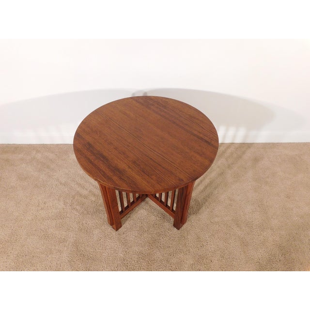 Kimball Antique Style Mission Prairie Arts & Crafts Oak Round Occasional Table For Sale - Image 17 of 18