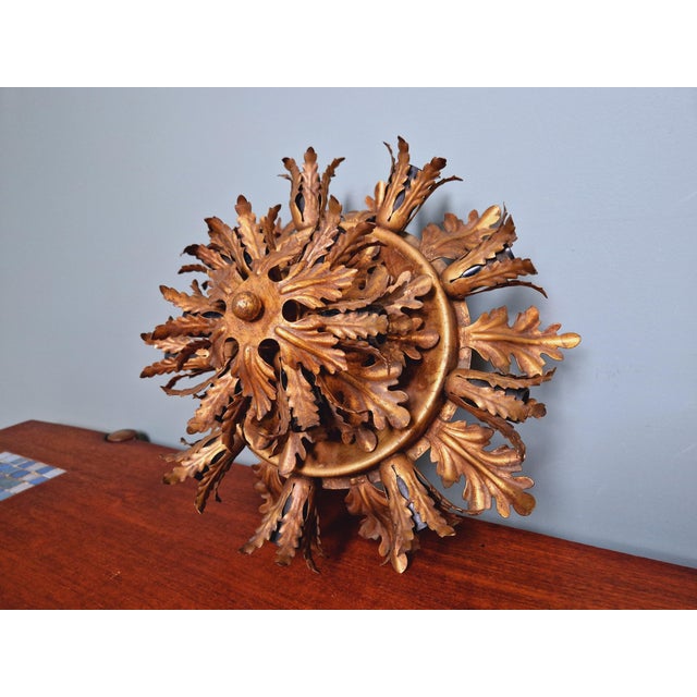 Large Gold Metal Ceiling Light from Banci Firenze, Italy, 1960s For Sale - Image 6 of 16