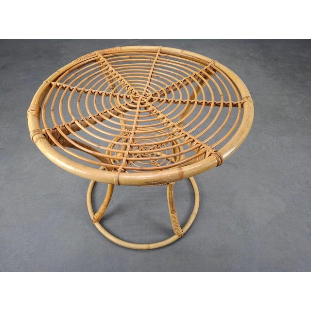 Tan Mid-Century Rattan and Bamboo Side Table, Czechoslovakia, 1960s For Sale - Image 8 of 18