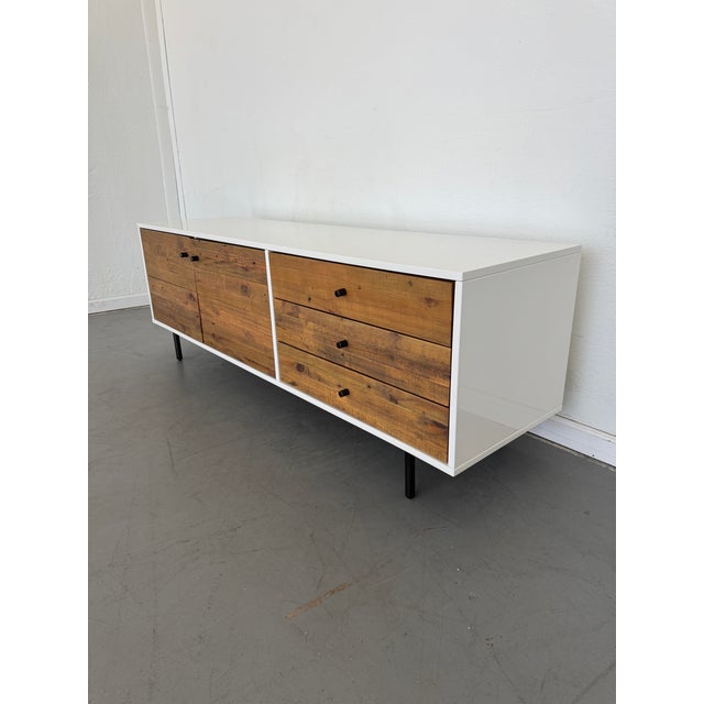 2020s West Elm Reclaimed Wood and Lacquer Media Console For Sale - Image 5 of 8