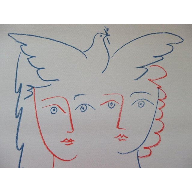 Pablo Picasso (1881-1973) (after) Couple with a Dove Color lithograph after a drawing by the artist Signed in the plate On...