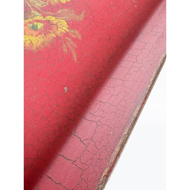 Red Iron Tray with Floral Motif, France, 1940 For Sale - Image 12 of 13