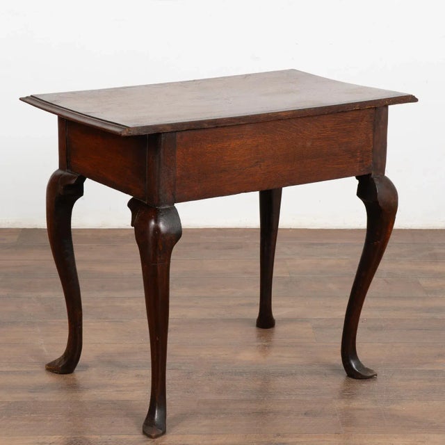 Small Inlaid Oak Side Table With Cabriolet Legs and Single Drawer, Denmark 1750-70 For Sale - Image 12 of 12
