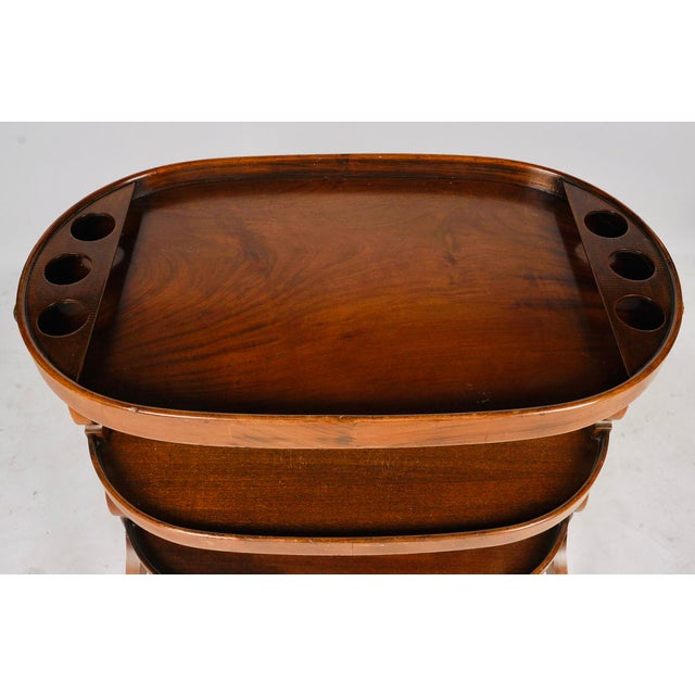 English Late 20th Century Judson Rothschild Style Walnut Three-Tier Bar Cart for the Rothschild Collection For Sale - Image 3 of 7