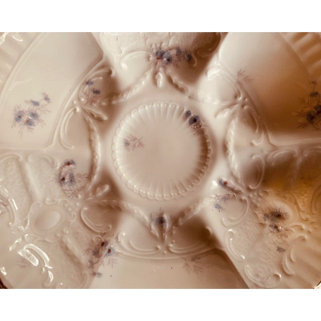 French Handpainted French Porcelain Oyster Plate - 19th Century Elegance For Sale - Image 3 of 12