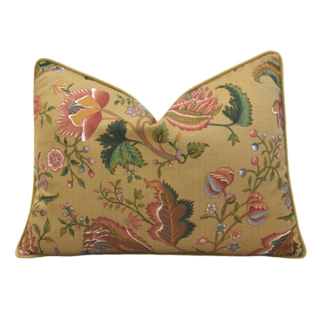French Country Beautiful Designer Trailing Botanical Floral Feather/Down Pillow For Sale - Image 3 of 6