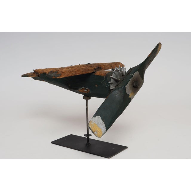 Early 20th Century Early 20th Century Vintage Folk Art Hand-Carved and Painted Wooden Airplane For Sale - Image 5 of 18